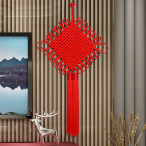 中国结挂件双线客厅大号玄关手工装饰红色全红门对门上平安节高档