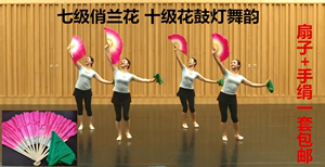 中国舞蹈家协会舞蹈考级第十级花鼓灯舞韵仿真丝扇子手绢道具