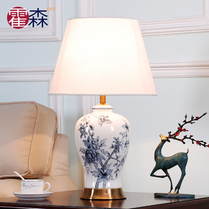 新中式青花瓷台灯古典奢华复古美式陶瓷客厅卧室床头灯简约中国风