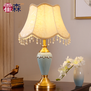 欧式简约卧室床头灯陶瓷全铜奢华客厅样板房创意浪漫温馨装饰台灯
