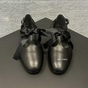 雅雅自留 0903KOREA韩国东大门代购春夏新款蝴蝶结羊皮手工单鞋