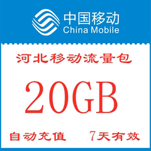 7天有效zx河北移动流量包充值20GB手机全国通用流量包不可提速