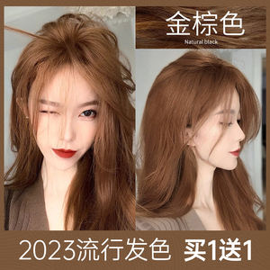 亚麻金棕色染发剂膏奶茶色植物正品女2023流行色显白头发染色剂纯