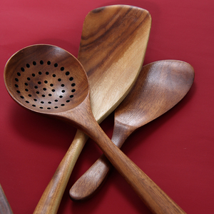 瓷引力实木炒菜铲子 长柄木质汤勺 添饭勺厨房烹饪用具勺铲套装