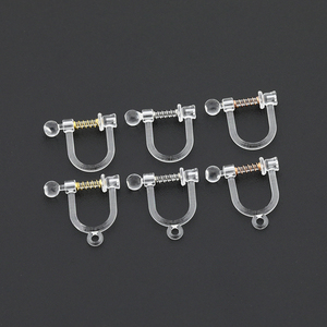 酷啦娜耳环 DIY树脂透明珠弹簧耳夹防过敏无痛耳钉耳针转换器配件