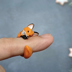 外贸爆款可爱狐狸戒指尾戒女小指赤狐设计创意动物指环饰品