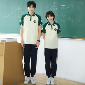 毕业班服学院风高中生夏季运动短袖t恤初中学生韩版校服套装定制