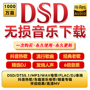 DSD无损音乐hires抖音歌曲音源下载包flac/wav/HIFI车载mp3高音质