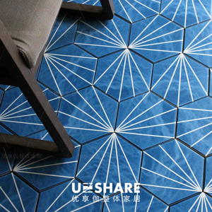 北欧浴室六角地砖花砖蓝色磁砖厨卫墙地砖花砖射线蒲公英几何瓷砖 阿里巴巴找货神器