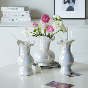 周周ins轻奢白色北欧现代陶瓷干花花瓶鲜花客厅艺术装饰插花花器