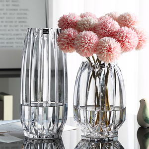 北欧大号玻璃花瓶透明水培植物富贵竹玫瑰鲜花插花瓶欧式客厅摆件