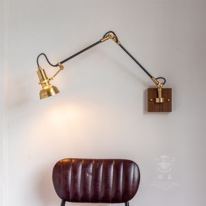 灯岛 复古北欧全铜床头壁灯 简约时尚多功能万向创意工业风灯具