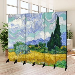 梵高油画艺术创意屏风隔断抽象名画移动简易隔间客厅办公室装饰墙