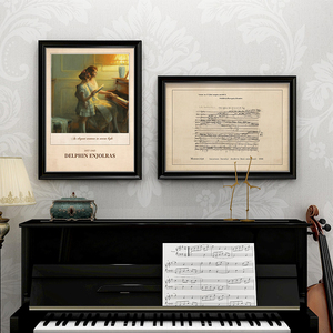 美式复古音乐装饰画法式乐谱玄关挂画客厅钢琴上方教室琴房壁画