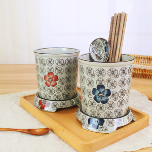日式手绘筷子筒复古放筷子筒 好看的家用陶瓷创意个性景德镇餐具