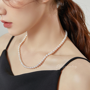 高端白透粉极光天然淡水珍珠项链气质精致高级锁骨链女轻奢送礼物