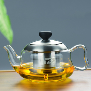 雅风创意加厚耐高温透明手工玻璃泡茶壶耐热大茶具不锈钢过滤花茶