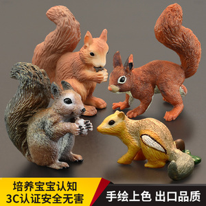 儿童实心仿真动物玩具模型野生动物模型 松鼠 金花鼠认知礼物摆件