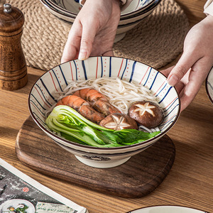 创意面碗海碗大碗单个泡面碗斗笠陶瓷碗 日式拉面碗家用大号汤碗