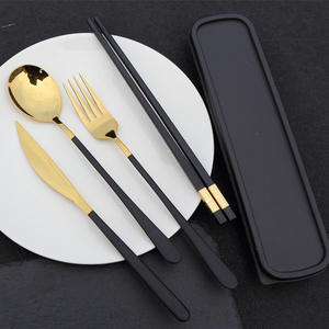 学生便携餐具勺子筷子盒套装304不锈钢叉子两三件套成人西餐刀叉4