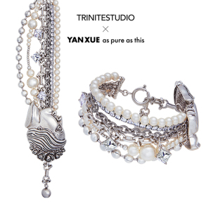 TRINITE X YANXUE*Head Sculpture Bracelet做旧银人像扣多层手链