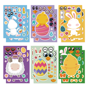 Easter复活节彩蛋兔子动漫卡通亲子互动益智拼图手账DIY手工贴纸