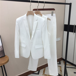 白西服套装男士三件套新郎伴郎团购结婚礼服西装修身韩版商务正装
