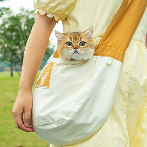猫包外出便携狗狗猫咪斜挎背包装猫的小型犬帆布包包时尚单肩猫袋