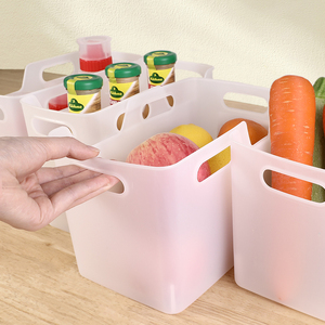 日本进口冰箱果蔬收纳篮软塑料厨房杂物调味瓶整理框手提收纳筐