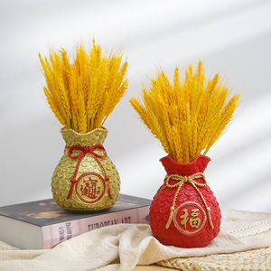 黄金麦穗干花大麦花束装饰客厅金色小麦送礼插花瓶仿真花摆件开业