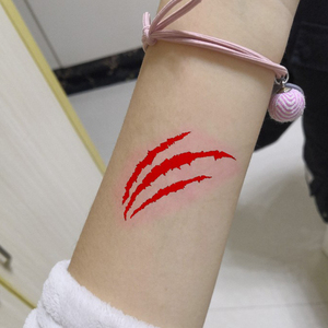 仿真伤口抓痕爪印镂空纹身模板可重复用防水送红色纹身乳喷绘纹绣