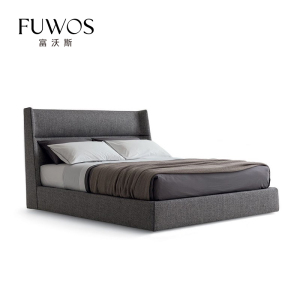 Fuwos意式现代简约双人高端进口布艺北欧软包高床屏轻奢别墅婚床