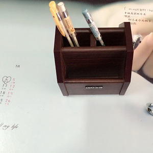 金领6601专业木质笔筒办公桌面收纳笔筒可旋转底座时尚笔筒包邮