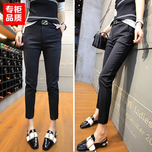 香港女装新款西装裤韩版显瘦九分裤黑色休闲裤职业上班穿的裤子女