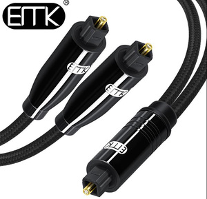 EMK易迈克一分二数字光纤音频线输出线二进一出optical一拖二分配