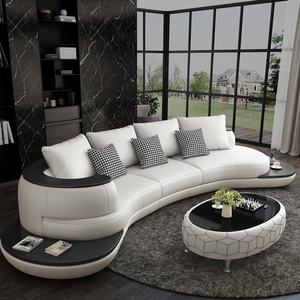 创意弧形真皮沙发组合轻奢客厅中小户型现代时尚个性意式皮艺沙发