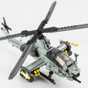 蝰蛇武装直升机MOC米24雌鹿重型运输飞机直11B侦察机军事拼装积木