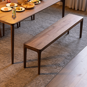 北美黑胡桃卧室床尾凳新中式实木长条凳入户家用换鞋凳餐桌餐椅
