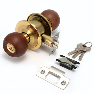 榉木球形锁简约室内门锁执手锁老式房门锁全铜锁芯带钥匙锁舌通用