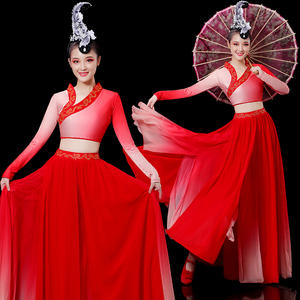古典舞演出服女飘逸中国风孔雀东南飞舞蹈服套装现代艺考长裙服装