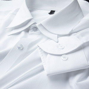 高级感白色冰丝双领衬衫长袖男秋季薄款潮牌休闲修身免烫衬衣寸衫