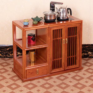 新中式实木茶水柜简约家用客厅茶柜烧水柜一体小型收纳置物架边柜