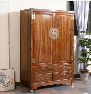 定制香樟木中式衣柜实木双门大衣柜1.2米卧室简易储物柜立柜整体