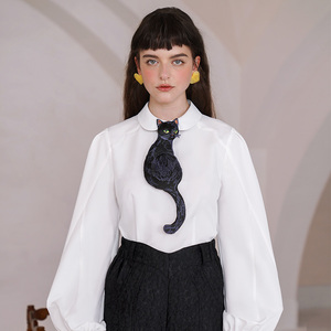 咖沫原创设计领带黑猫系列法式复古小众设计感领结女有个性
