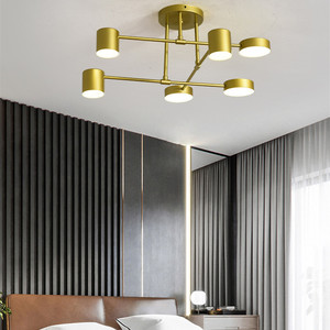 吸顶灯北欧简约现代创意卧室灯书房家用餐厅美式6头新款LED带遥控
