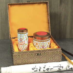 剔红雕漆珐琅彩绘陶瓷茶叶罐中国风古典礼品储存罐赠外国友人纪念