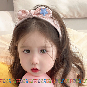 韩版儿童宽边防滑发箍兔耳朵蝴蝶结可爱粉色小女孩发箍压碎发头箍