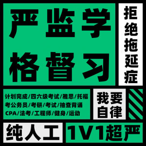 人工线上云监督促学习考研计划减肥运动叫提醒自律陪学自习室服务