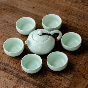 定窑功夫茶具套装家用整套亚光简约中式茶壶盖碗泡茶杯白瓷青瓷