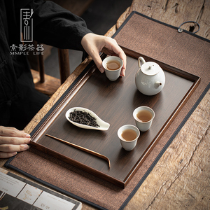 碳化茶奉竹制托盘日式创意茶盘大小号茶具复古收纳盘一人用茶台